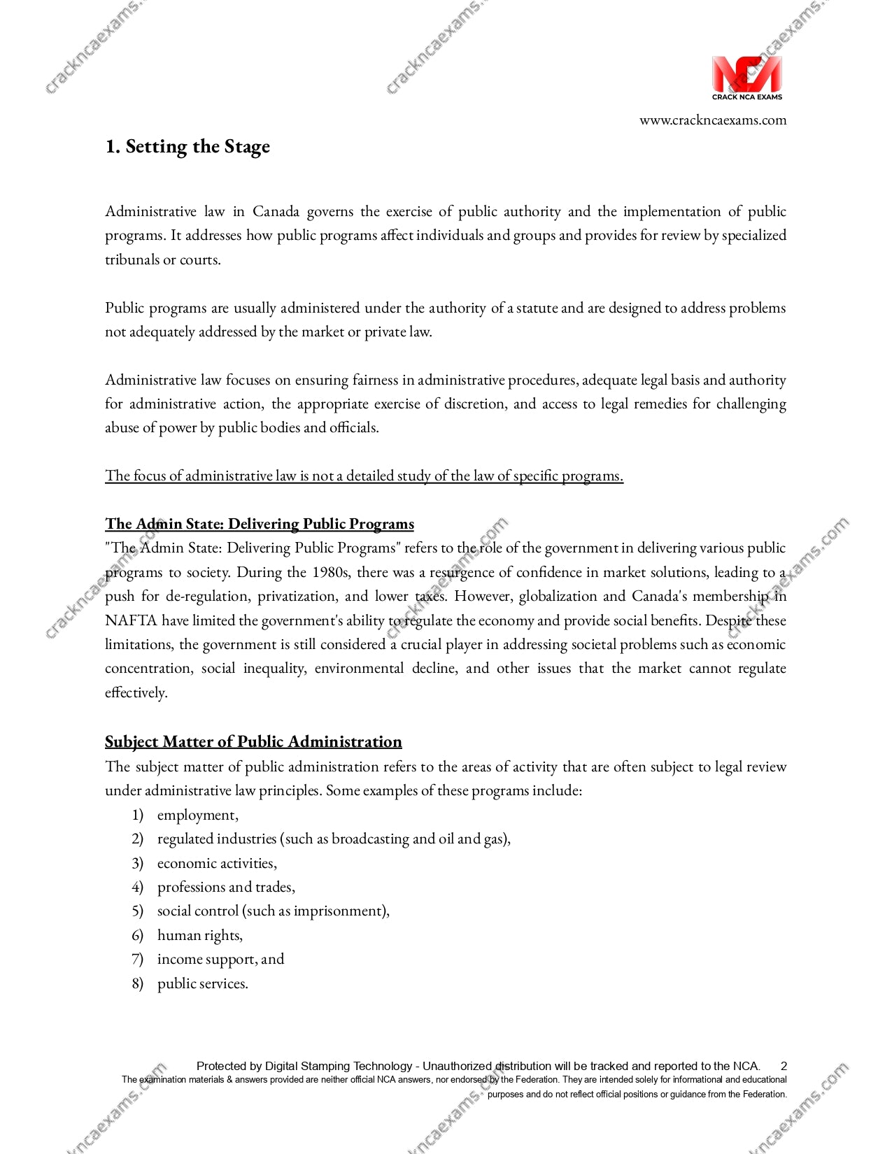 Canadian Administrative Law (Revised April 2023; effective for June 2023 exams) (UPDATED) + IRACs