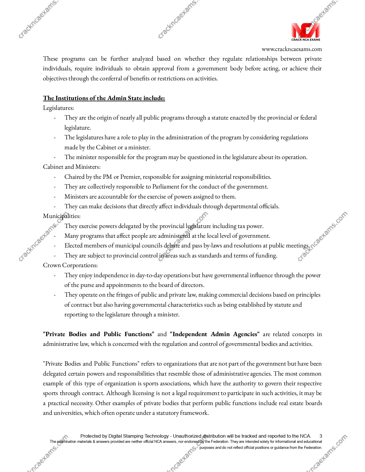 Canadian Administrative Law (Revised April 2023; effective for June 2023 exams) (UPDATED) + IRACs