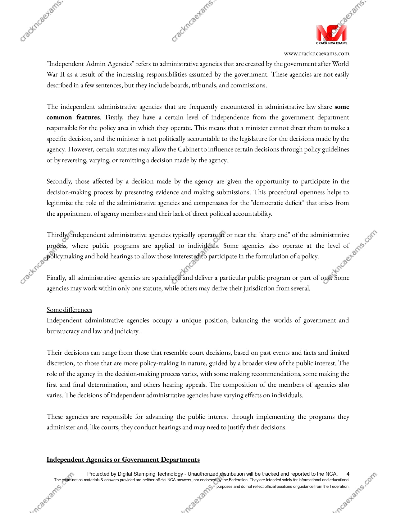 Canadian Administrative Law (Revised April 2023; effective for June 2023 exams) (UPDATED) + IRACs