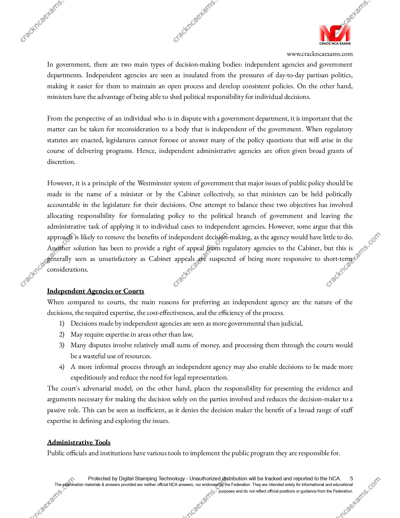 Canadian Administrative Law (Revised April 2023; effective for June 2023 exams) (UPDATED) + IRACs
