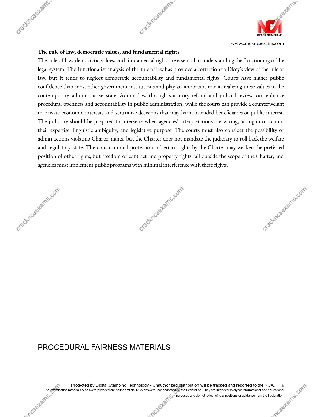 Canadian Administrative Law (Revised April 2023; effective for June 2023 exams) (UPDATED) + IRACs