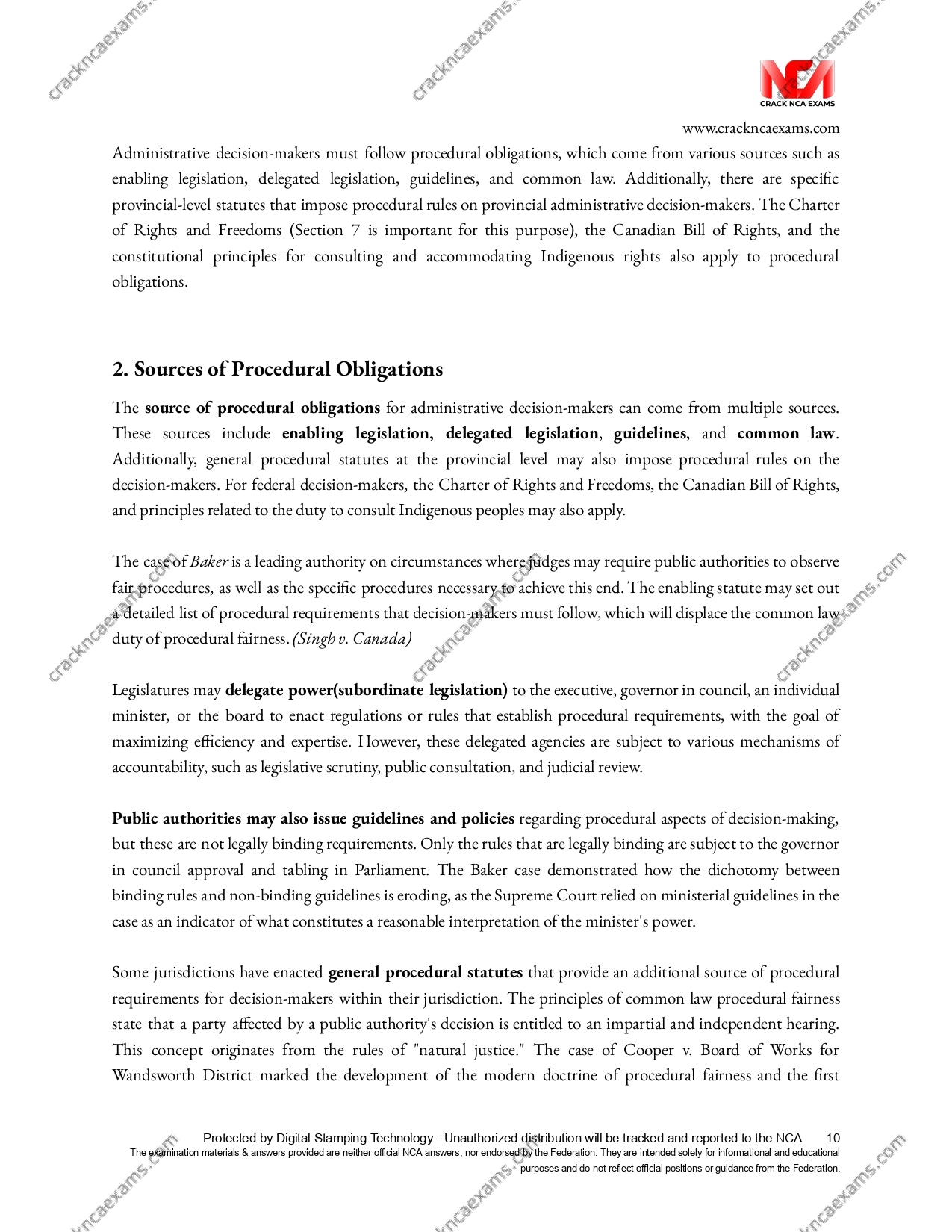 Canadian Administrative Law (Revised April 2023; effective for June 2023 exams) (UPDATED) + IRACs