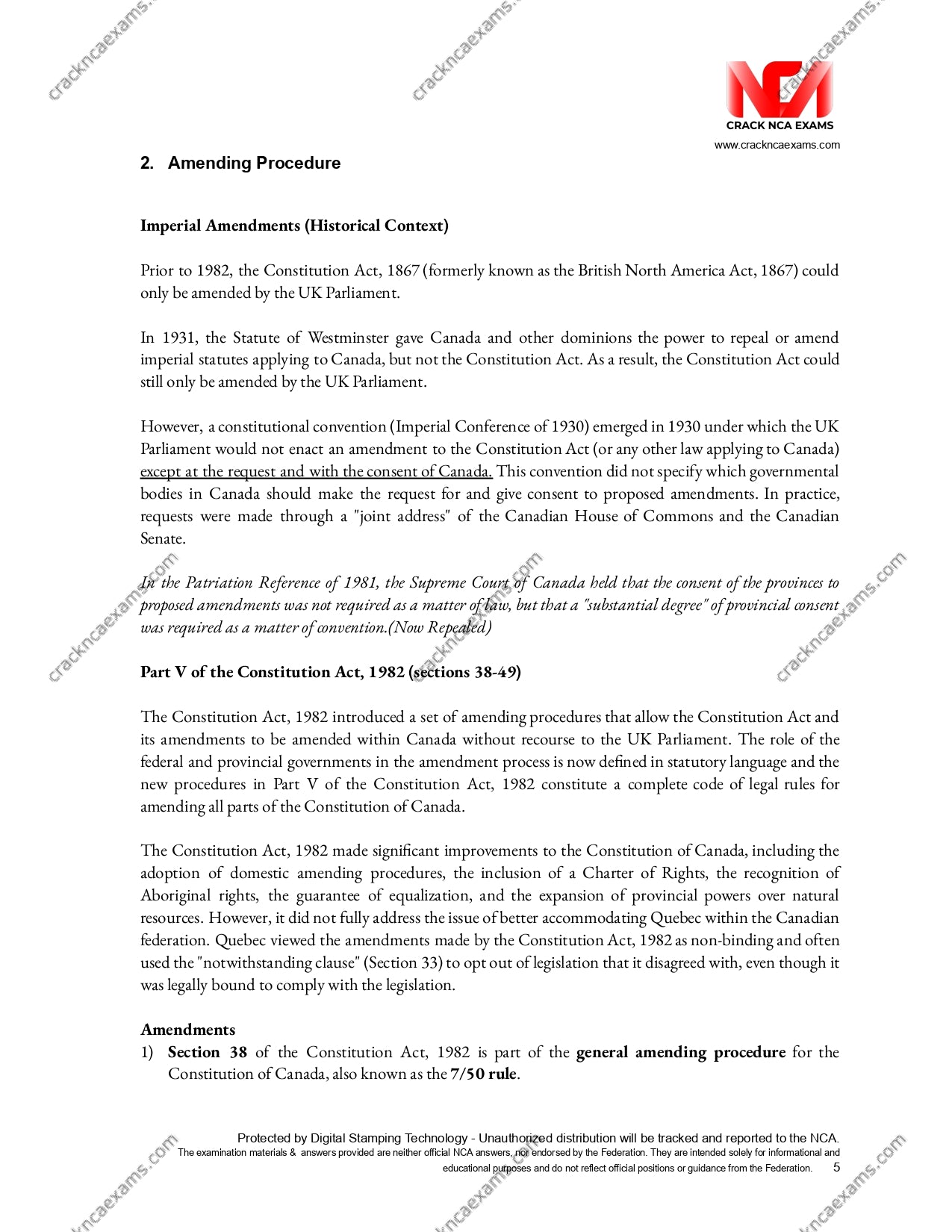 Canadian Constitutional Law (January 2023 version) UPDATED + IRACs