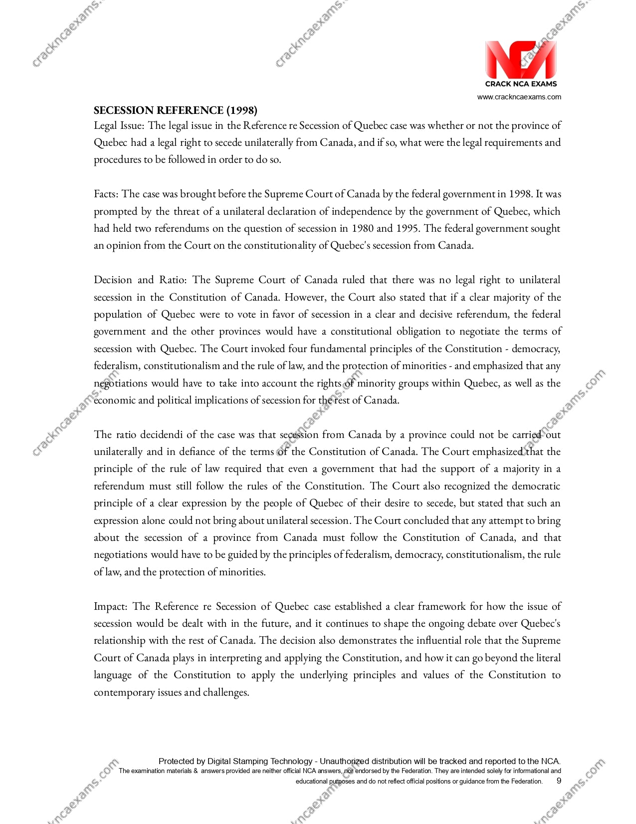 Canadian Constitutional Law (January 2023 version) UPDATED + IRACs