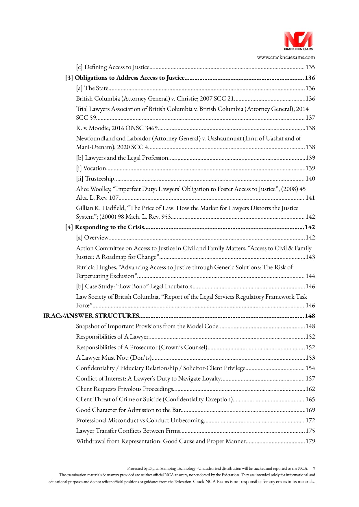 Canadian Professional Responsibility (Revised for March 2023) + IRACs