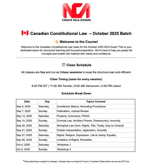 Canadian Constitutional Law – October 2025 Batch