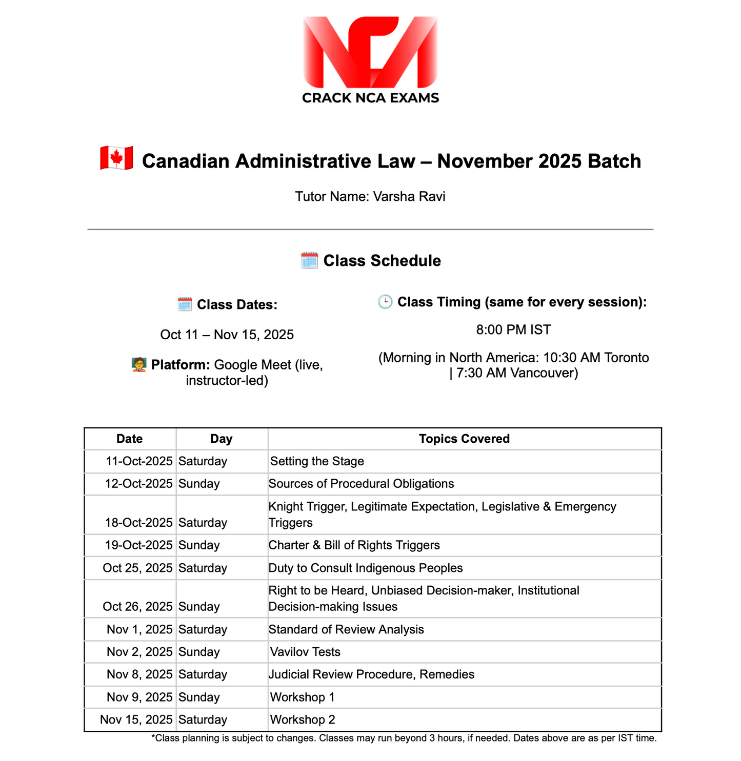 Canadian Administrative Law – November 2025 Batch