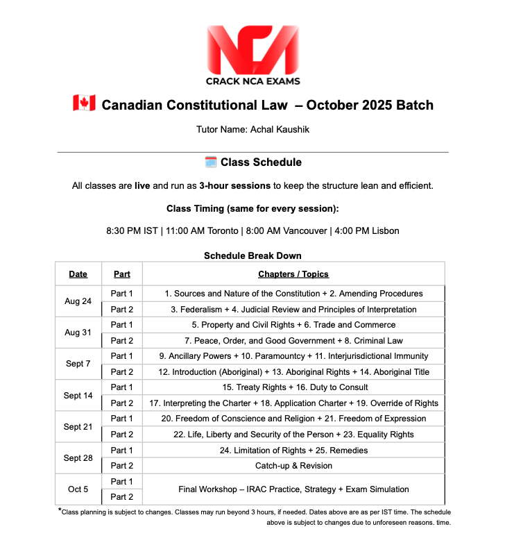 Canadian Constitutional Law – October 2025 Batch