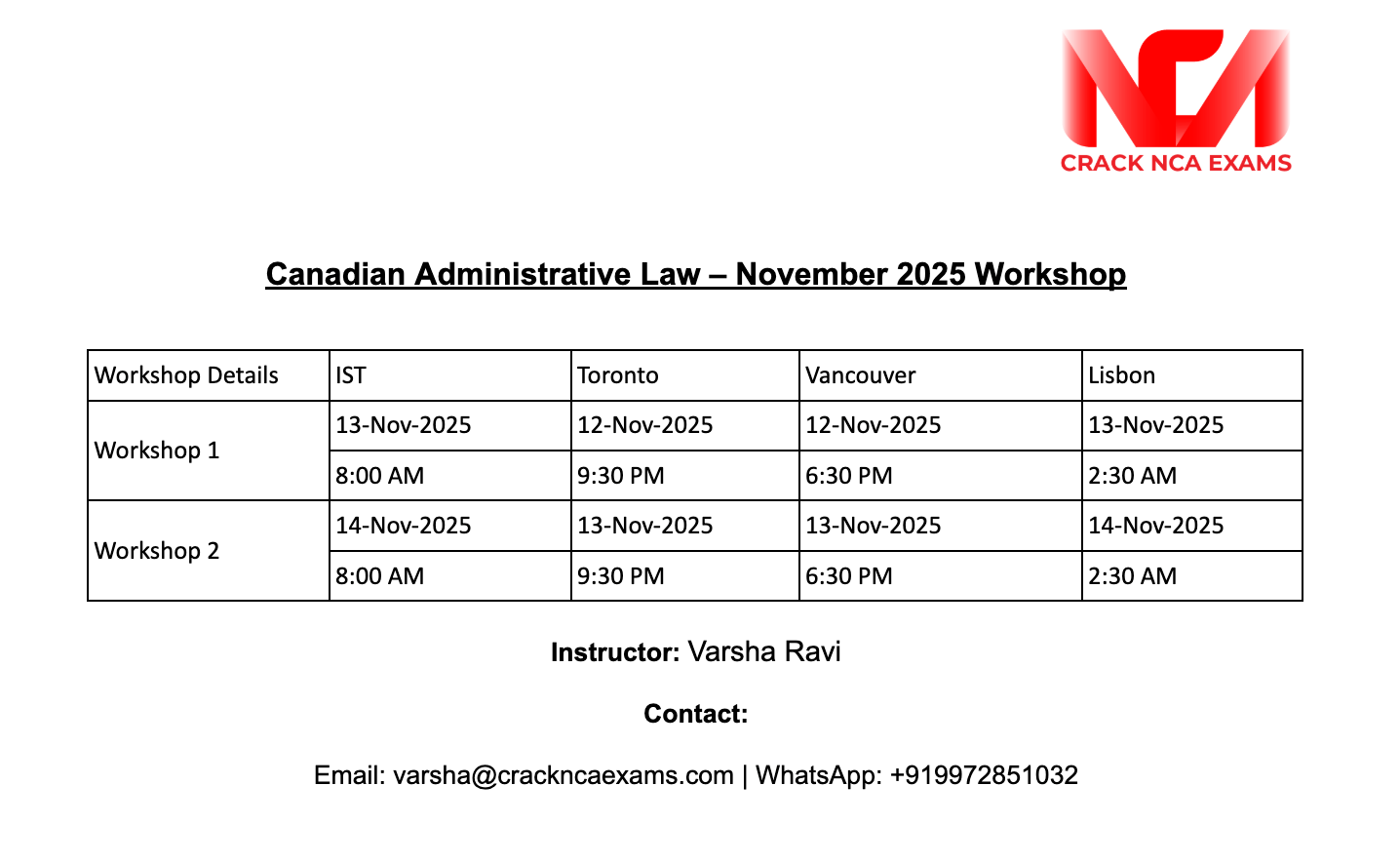 Canadian Administrative Law – November 2025 Workshop