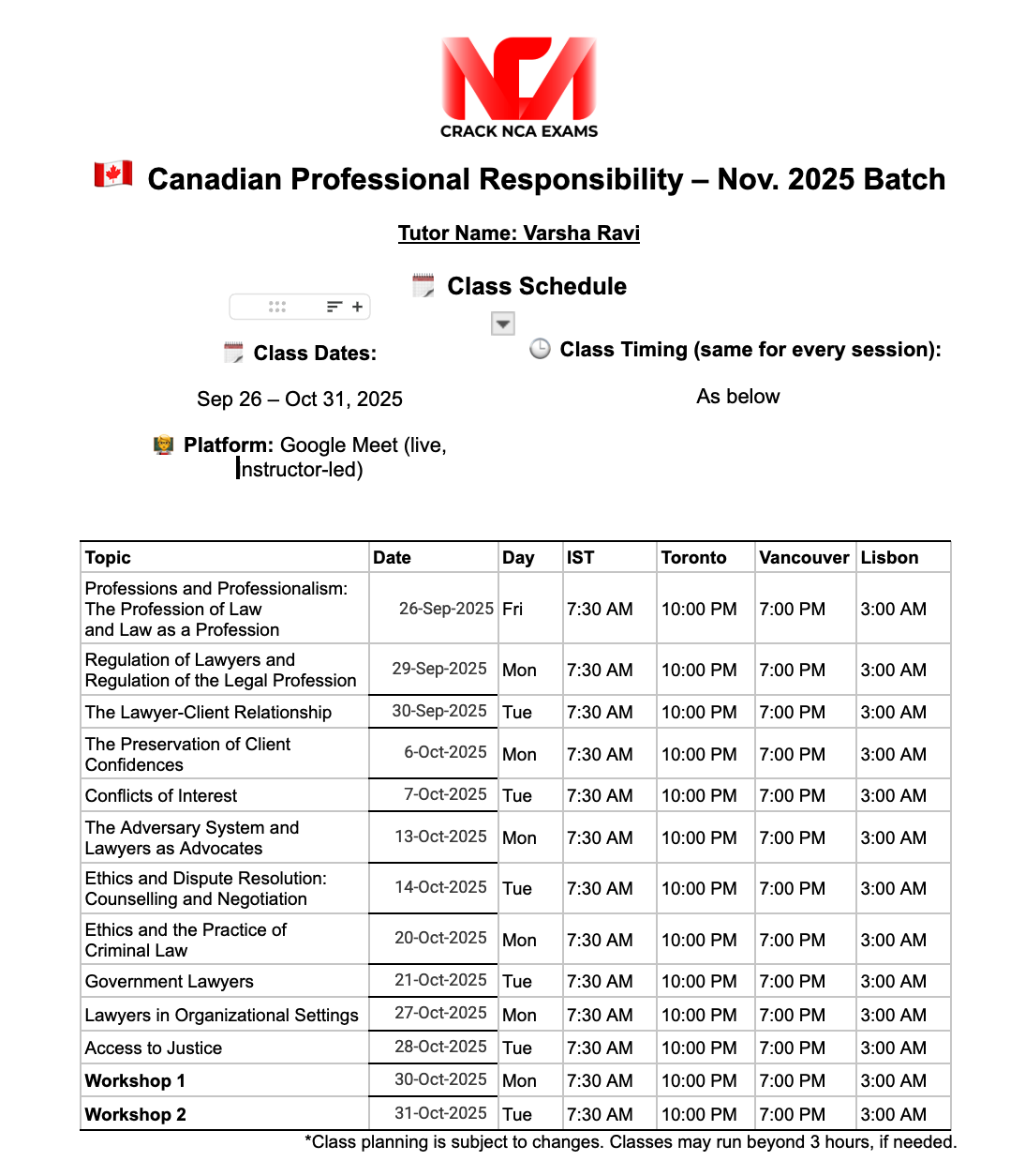 Professional Responsibility – November 2025 Batch