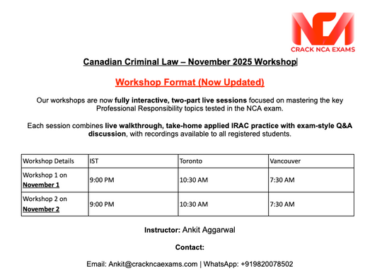 Canadian Criminal Law – Exam Workshops for November 2025