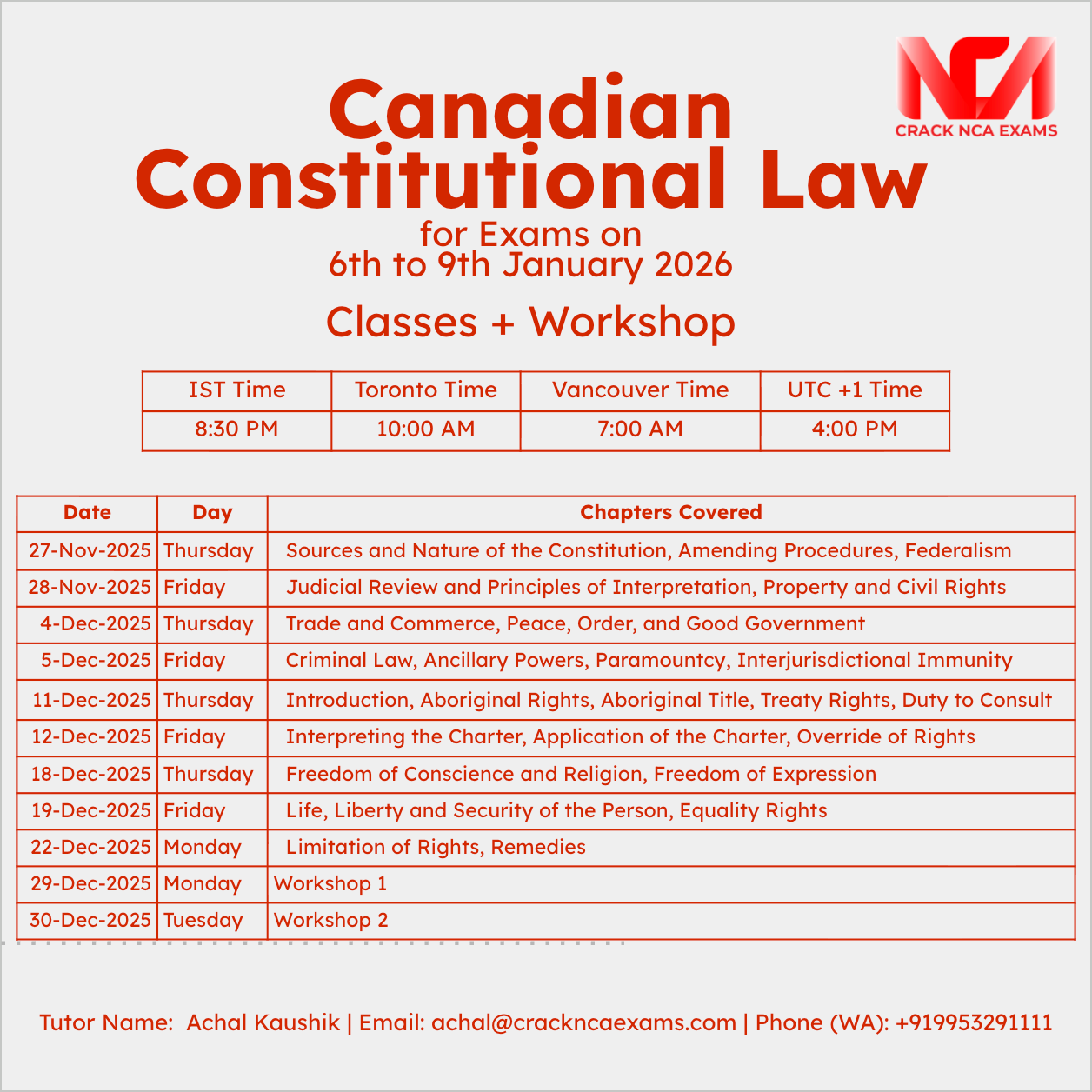 Complete Bundle (Classes + Materials) Canadian Constitutional Law Prep (For Exam of Jan 2026)