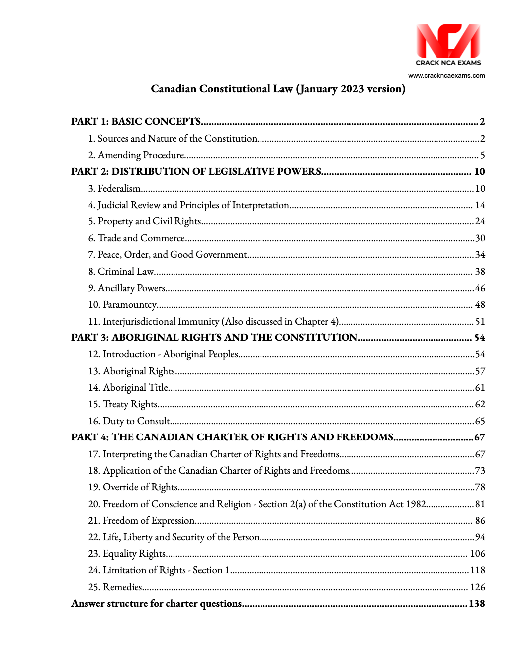 Complete Bundle (Classes + Materials) Canadian Constitutional Law Prep (For Exam of Jan 2026)