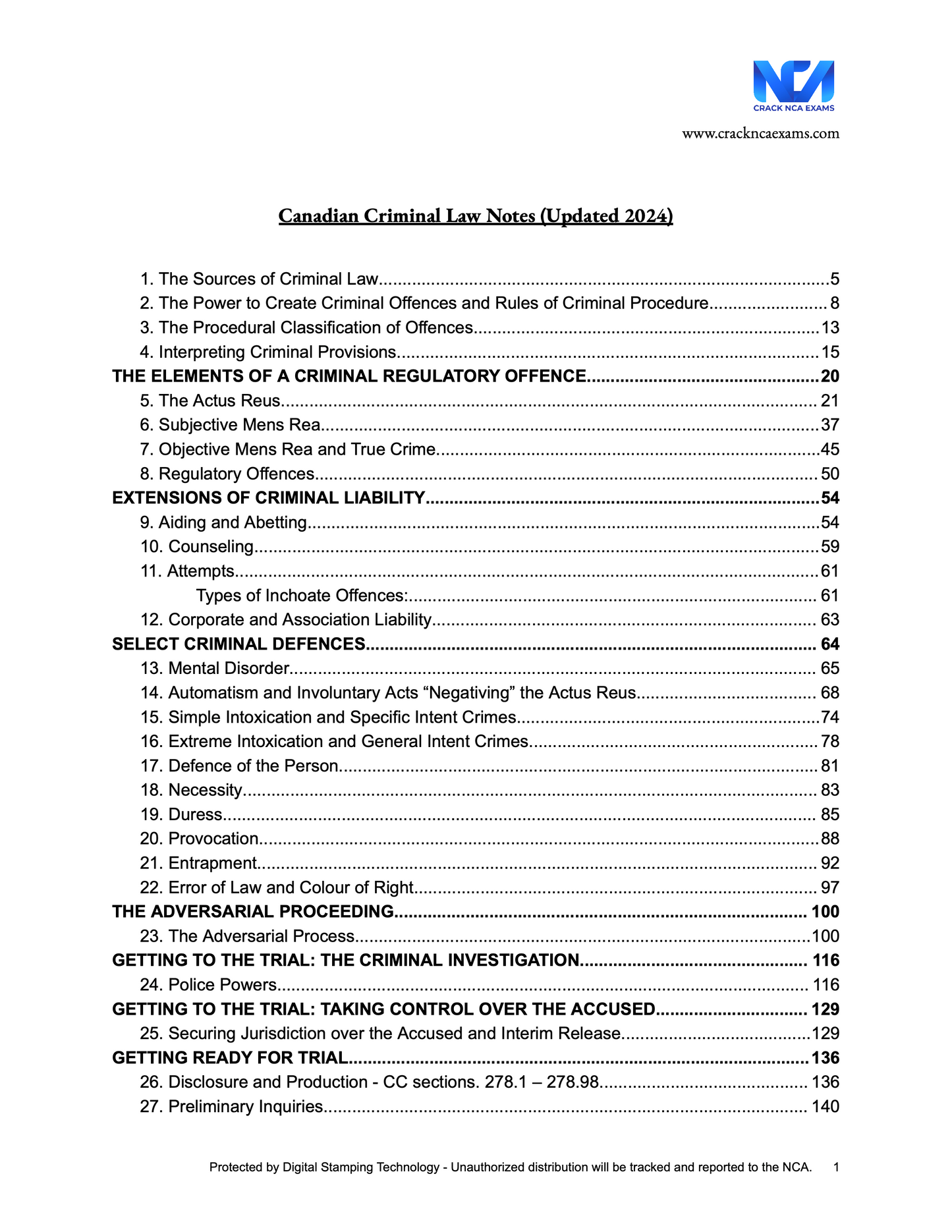 Canadian Criminal Law 2024 UPDATED + IRACs