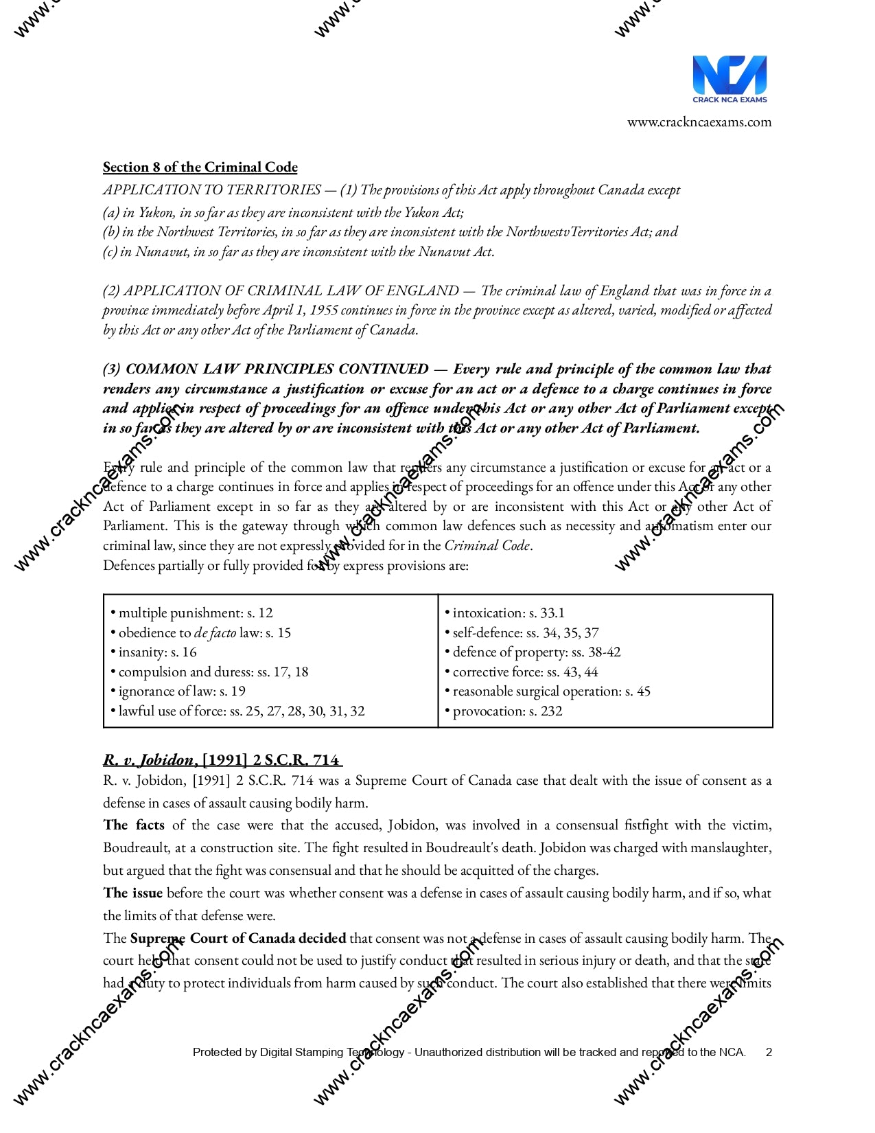 Canadian Criminal Law 2024 UPDATED IRACs Crack NCA Exams   CanadianCriminalLaw Notes10pages Watermark 1  Pages To Jpg 0005 