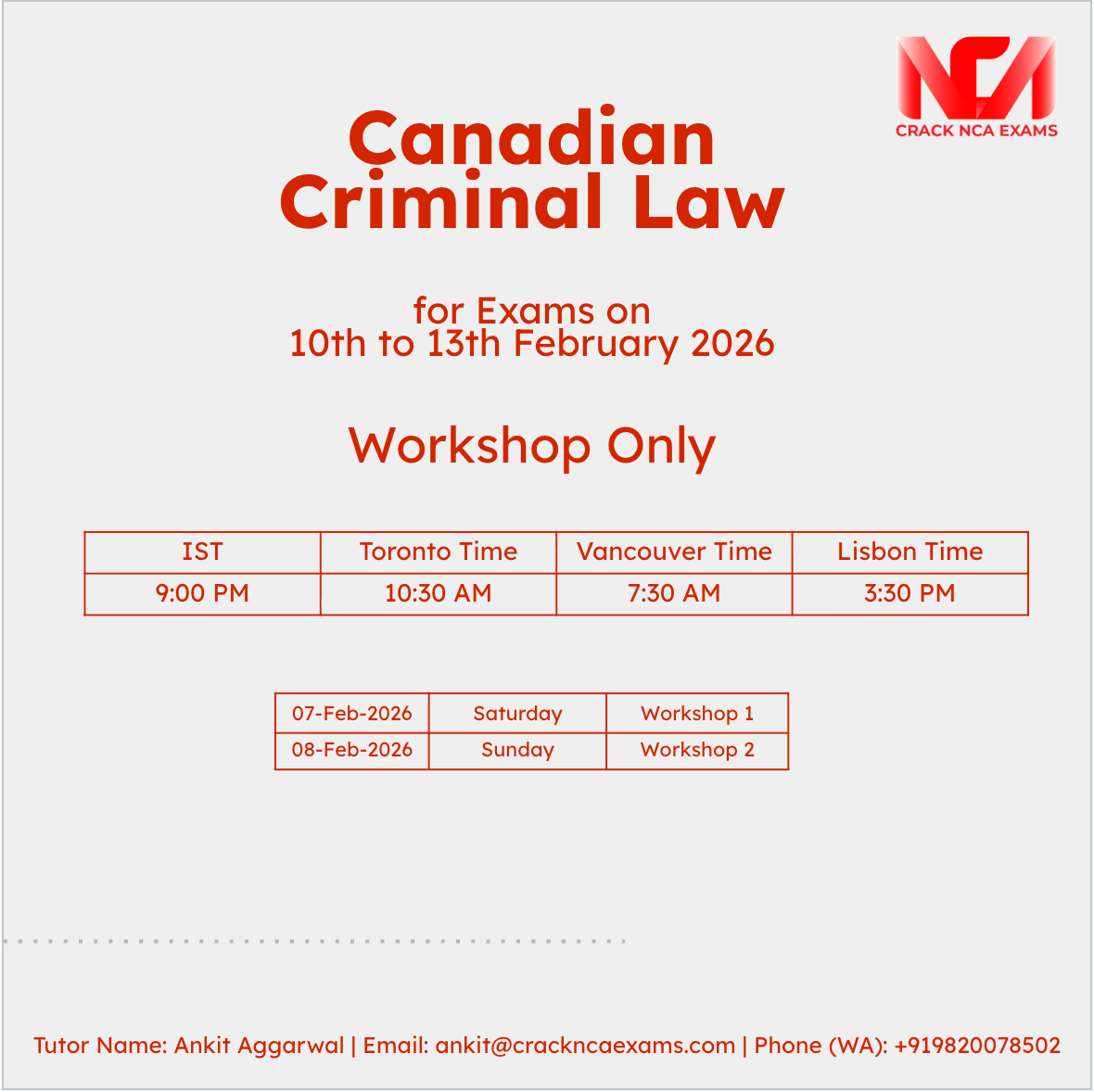 Canadian Criminal Law (Workshops Only) (For Exam of Feb 2026)
