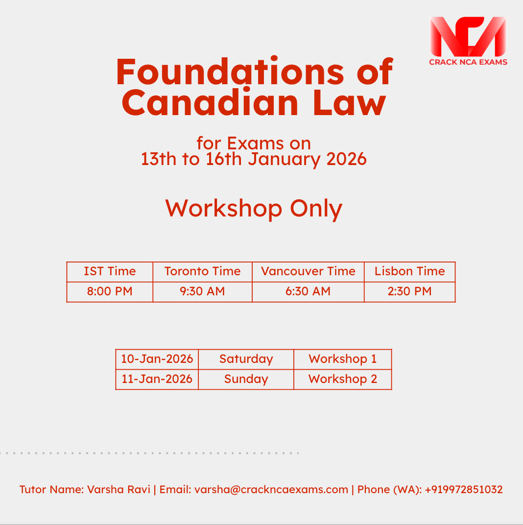 Foundations of Canadian Law | Workshop/Practice Session | For January 2026 Exam