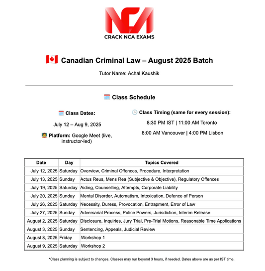 Canadian Criminal Law – August 2025 Batch