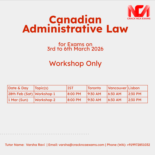 Canadian Administrative Law (Workshops Only) (For Exam of March 2026)