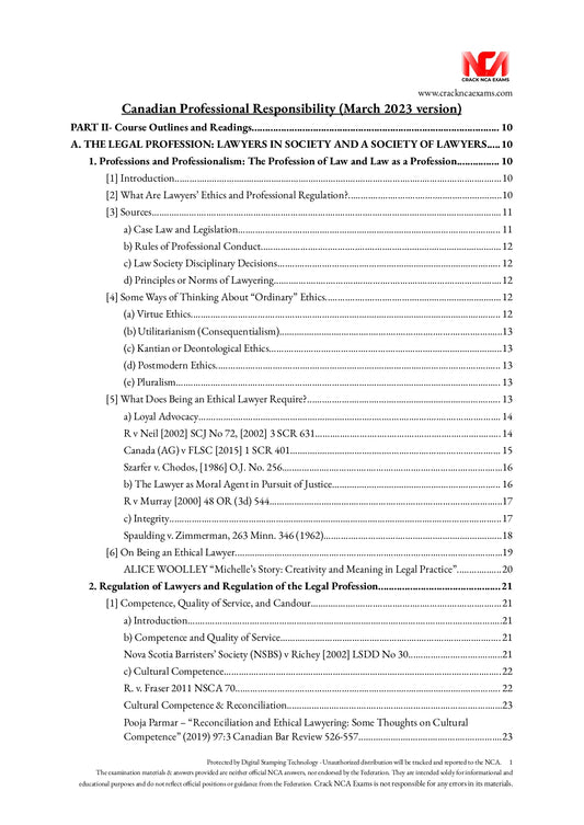 Canadian Professional Responsibility (Revised for March 2023) + IRACs