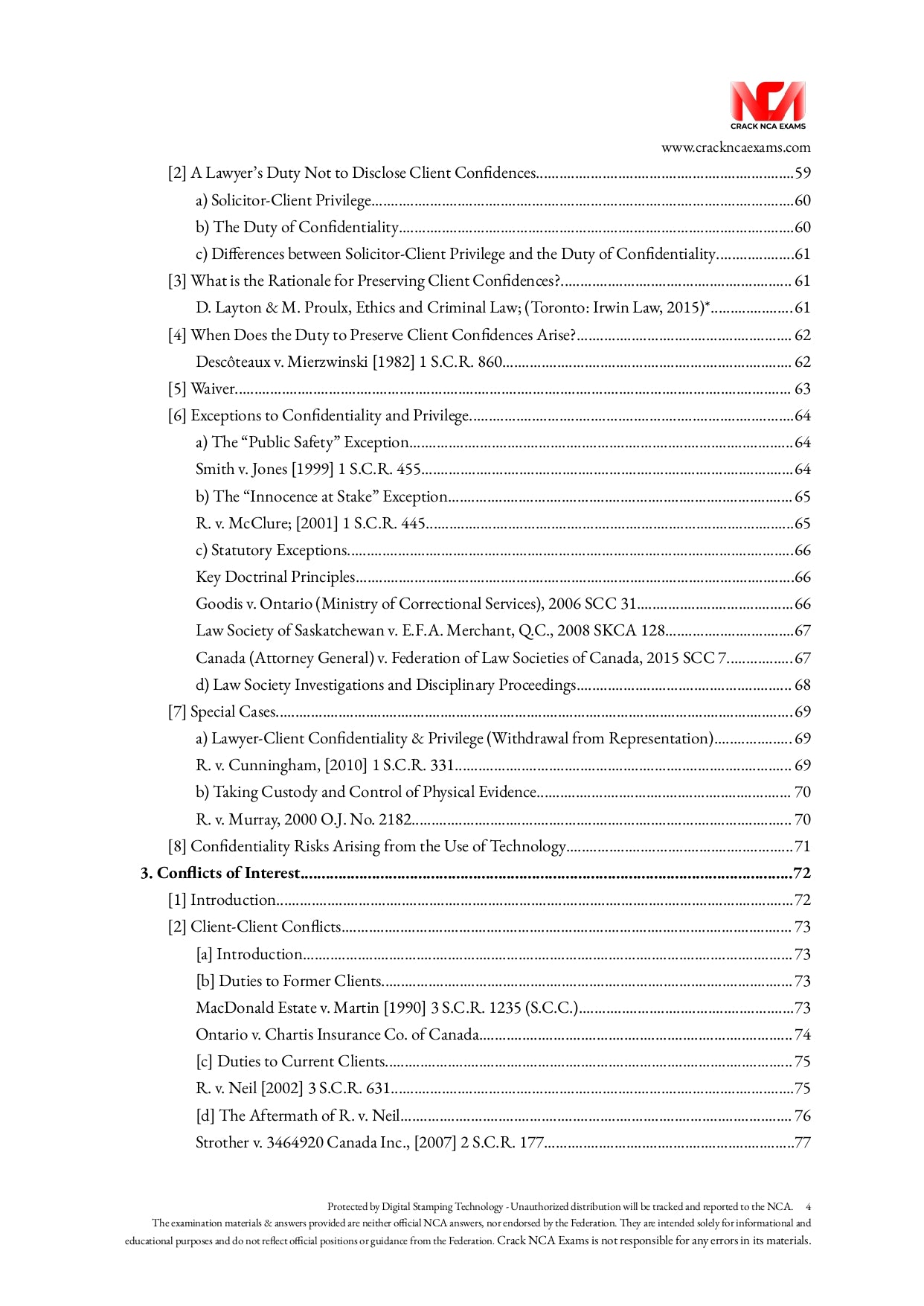 Canadian Professional Responsibility (Revised for March 2023) + IRACs