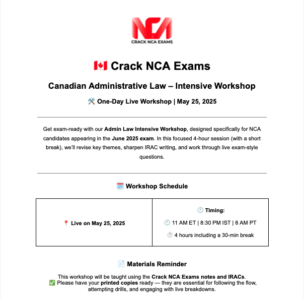 Canadian Administrative Law – Intensive Workshop