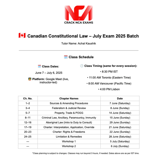 Canadian Constitutional Law – July 2025 Batch