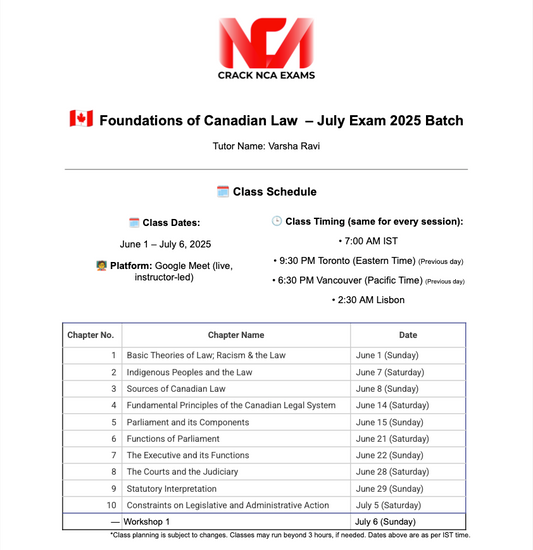 Foundations of Canadian Law – July 2025 Batch