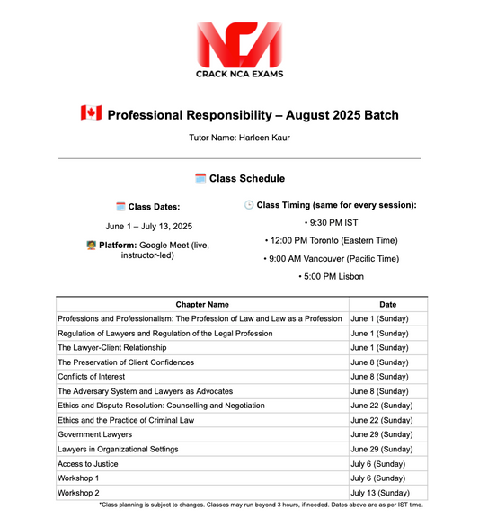Professional Responsibility – August 2025 Batch