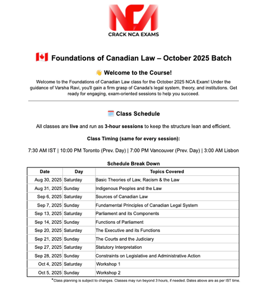 Foundations of Canadian Law – October 2025 Batch