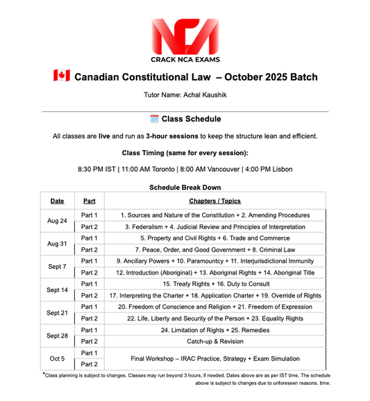 Canadian Constitutional Law – October 2025 Batch