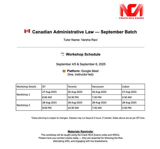Canadian Administrative Law Workshop for September Exams