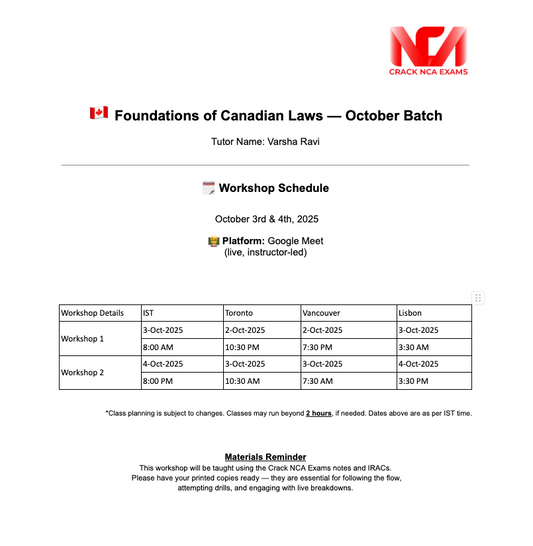 Foundations of Canadian Laws — October Workshop