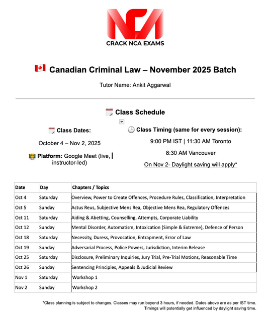 Canadian Criminal Law – November 2025 Batch