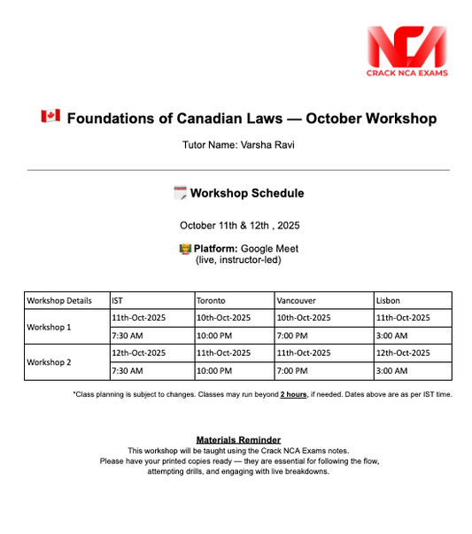 Foundations of Canadian Laws — October Workshop