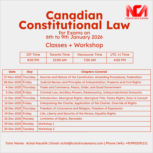 Canadian Constitutional Law (Classes + Workshops) (For Exam of Jan 2026)