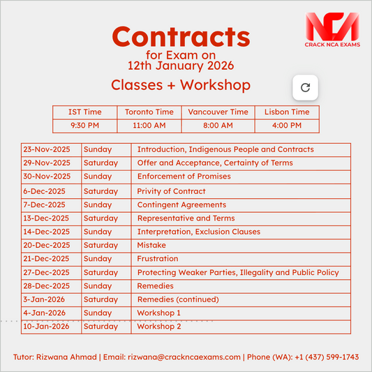 Complete Bundle (Classes + Materials) NCA Contract Law Prep (For Exam of Jan 2026)