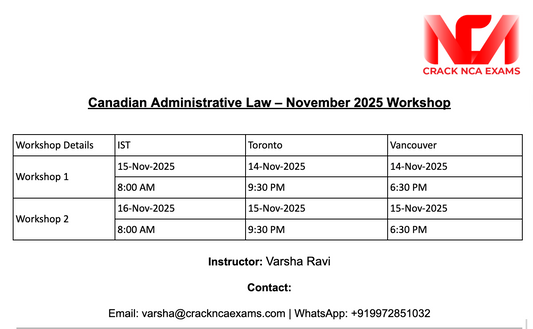 Canadian Administrative Law – Exam Workshops for November 2025
