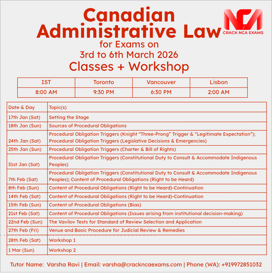 Canadian Administrative Law (Classes + Workshops) (For Exam of March 2026)