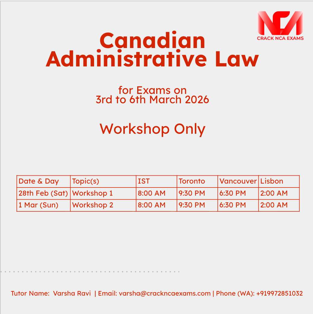 Canadian Administrative Law (Workshops Only) (For Exam of March 2026)