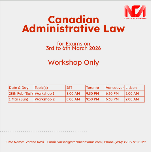 Canadian Administrative Law (Workshops Only) (For Exam of March 2026)