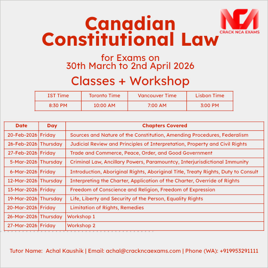 Canadian Constitutional Law (Classes + Workshops) (For Exam of March/April 2026)