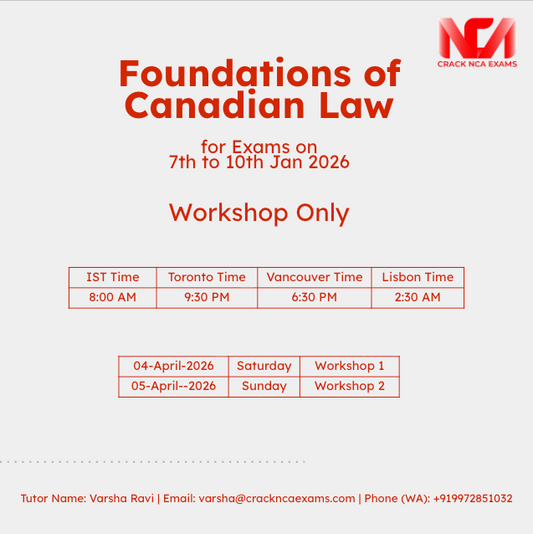 Foundations of Canadian Law | Workshop/Practice Session | For April 2026 Exam
