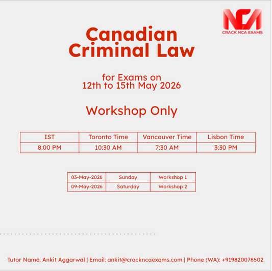 Canadian Criminal Law (Workshops Only) (For Exam of May 2026)